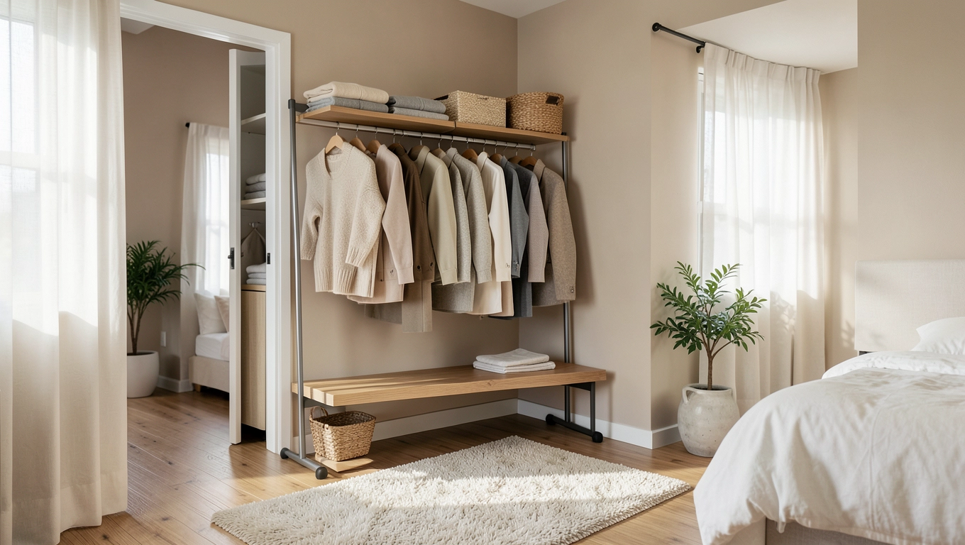 Walk-in closet w małej sypialni pomysły i inspiracje