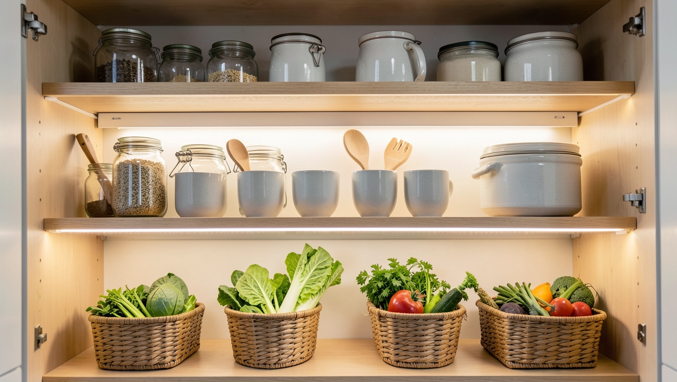 Doświetlenie regałów i półek w spiżarni