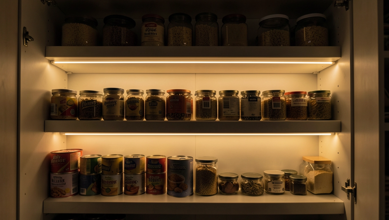 Doświetlenie regałów w spiżarni