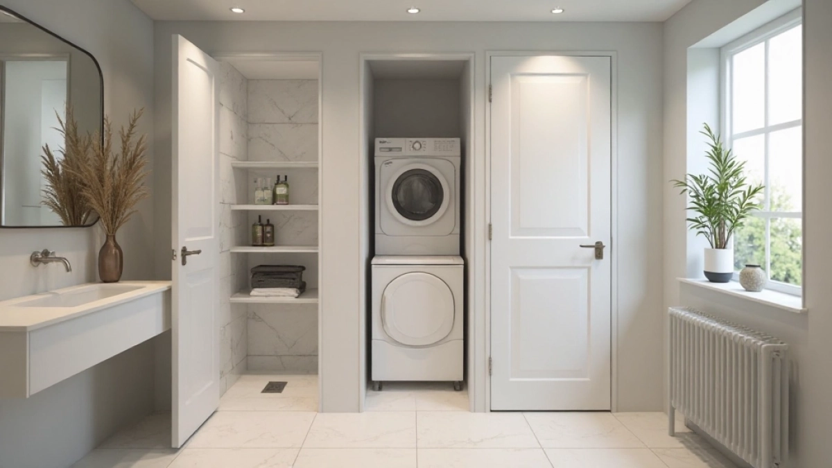 drzwi do pralni w łazience