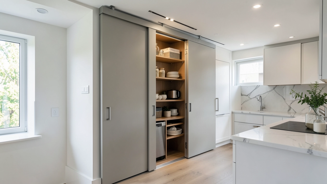 Drzwi przesuwne w projekcie ukrytej spiżarni