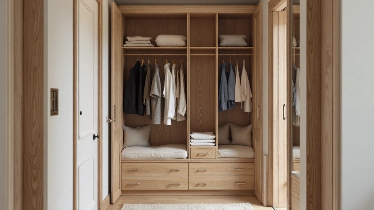 garderoba narożna do przedpokoju z siedziskiem