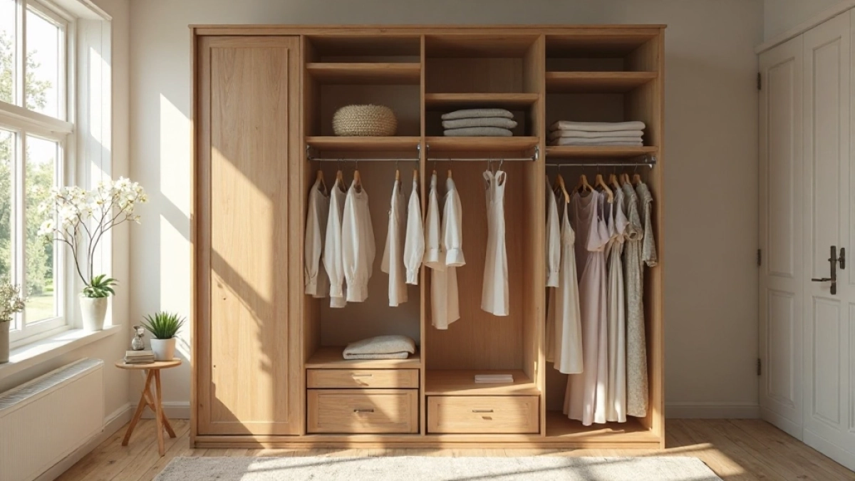 Garderoba w pokoju z oknem