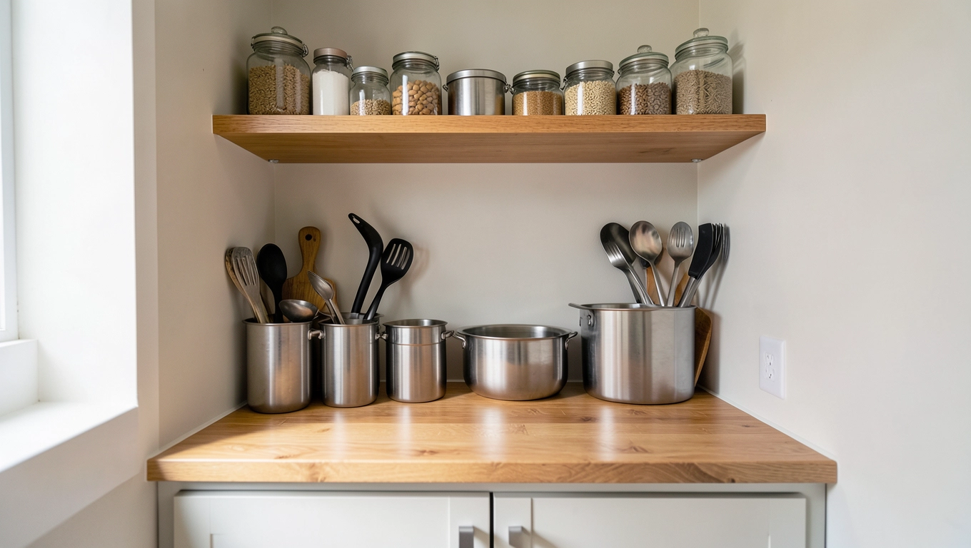 Inspiracje aranżacyjne spiżarnia z blatem