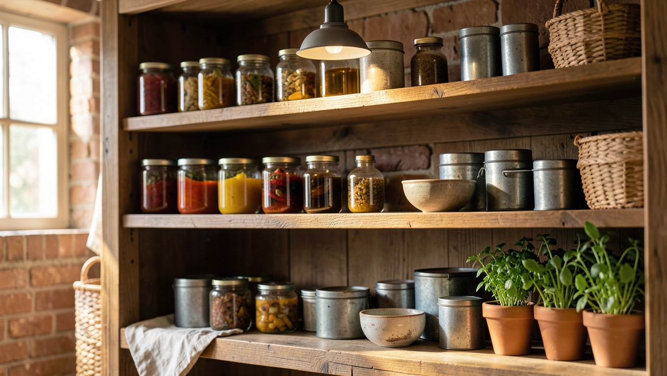 Inspirujące aranżacje spiżarni z drewnianymi regałami