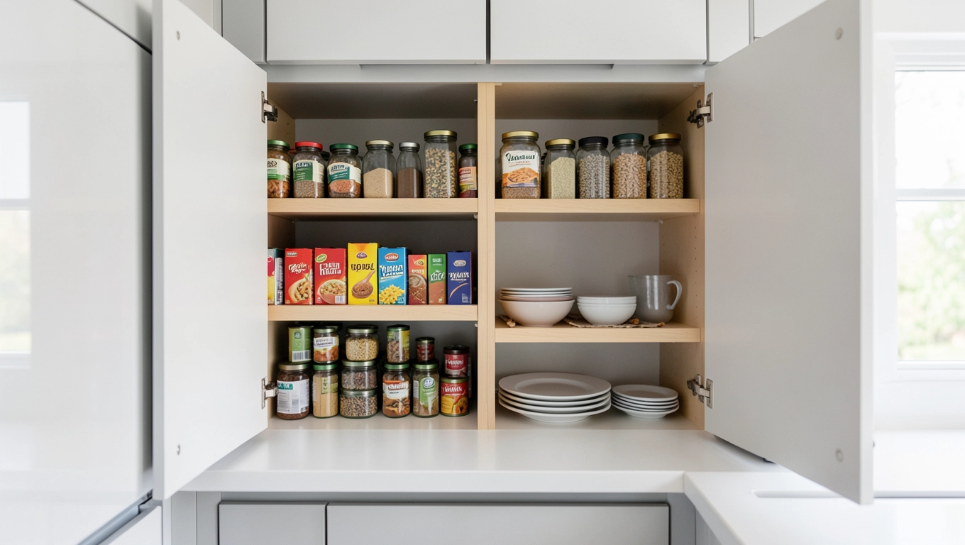 kuchnia z ukrytym wejściem do spiżarni