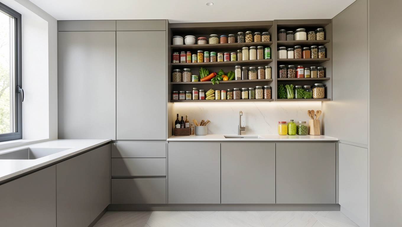 kuchnia że spiżarnia w zabudowie