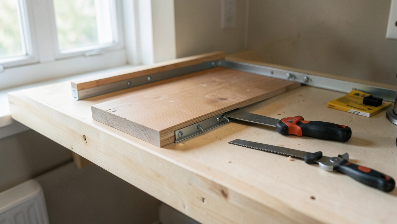 Montaż blatu w regale spiżarnym krok po kroku