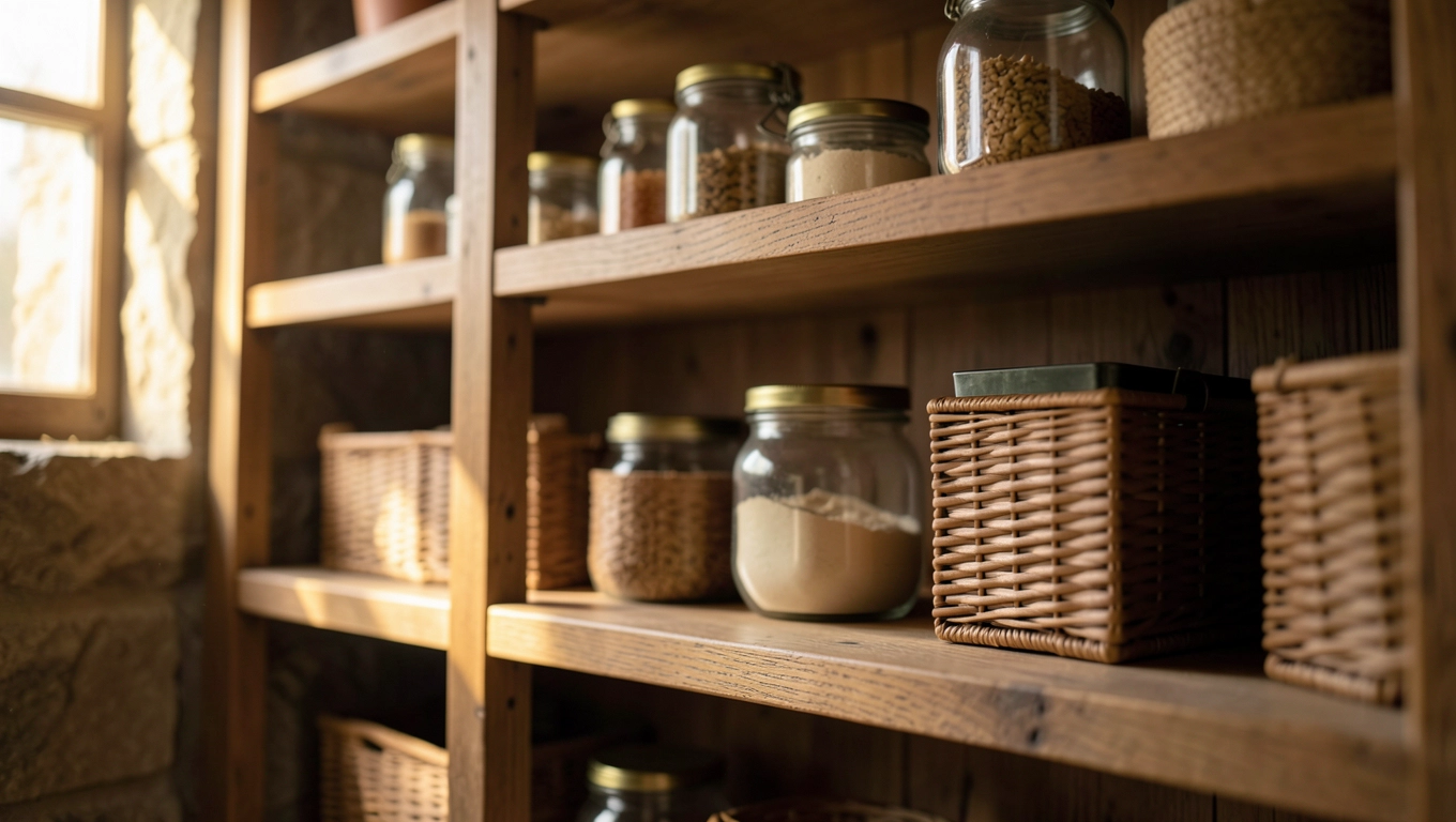 Montaż i konserwacja drewnianych regałów w spiżarni