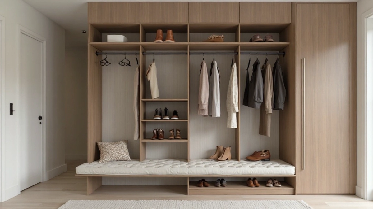 Nowoczesna garderoba z siedziskiem