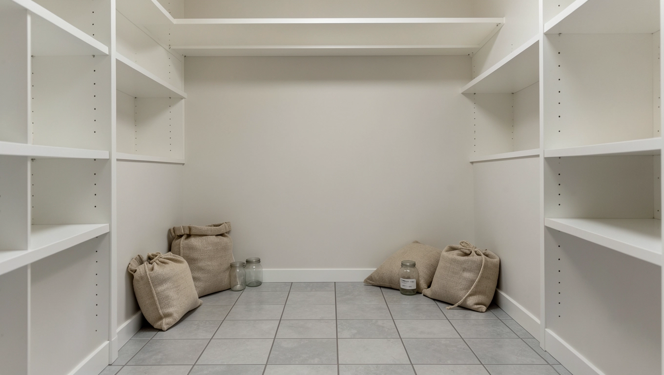 Podłoga i ściany w spiżarni 2m²