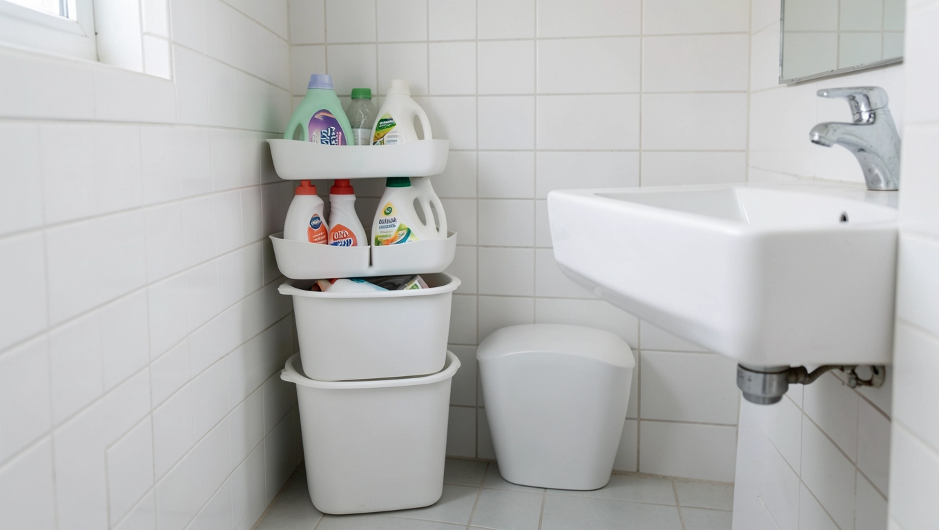 Pojemniki do małej pralni w łazience