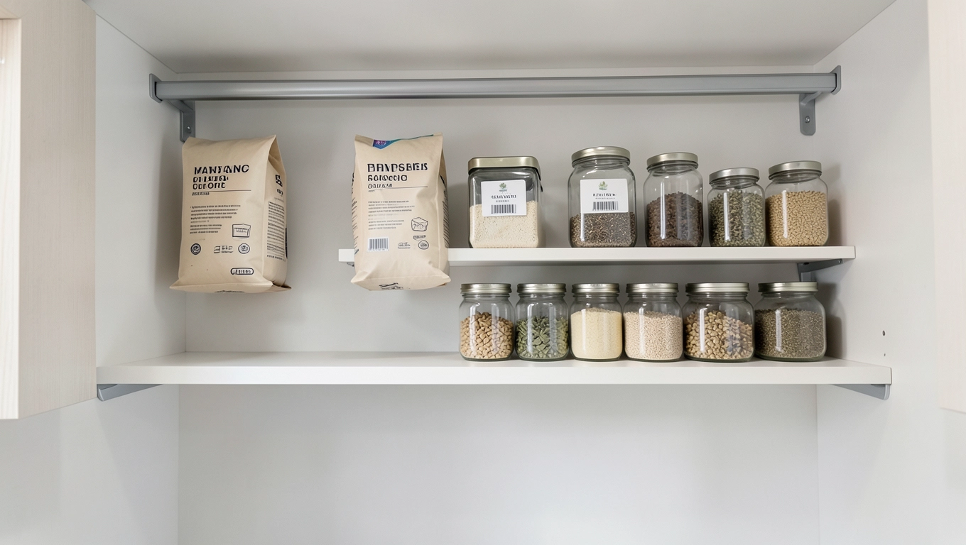 Półki wiszące w spiżarni 2m²
