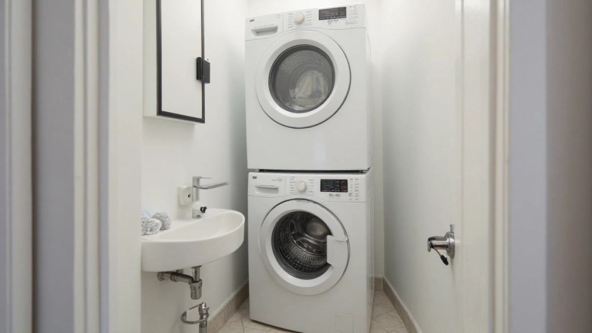 Pralka i suszarka w słupku odpływ