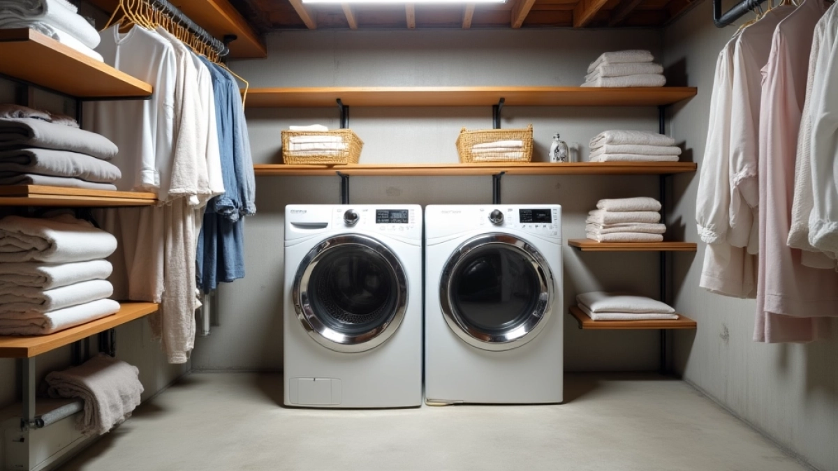 Pralnia i suszarnia w piwnicy