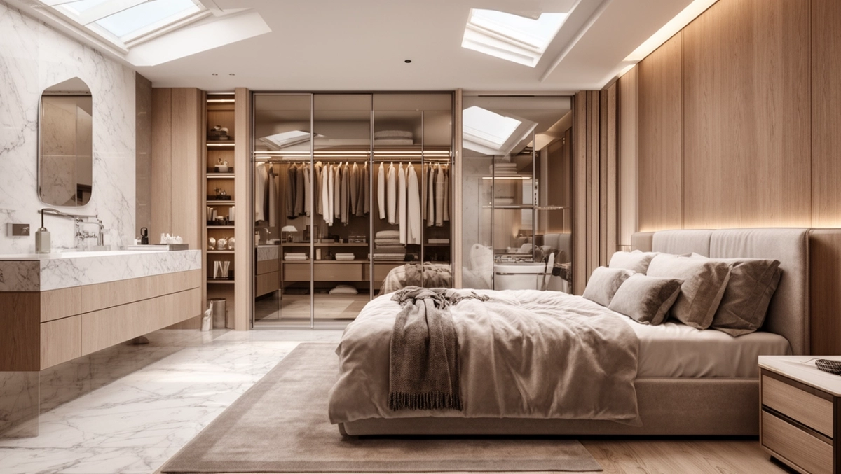 Projekt domu sypialnia z łazienką i garderobą