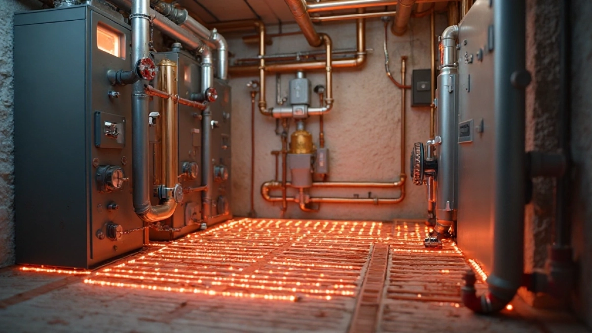 schemat kotłowni z ogrzewaniem podłogowym