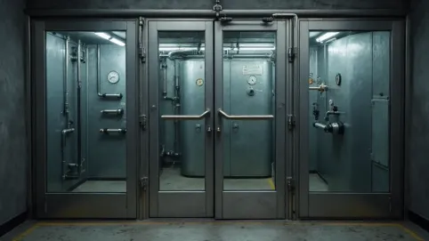 Drzwi do kotłowni z szybą