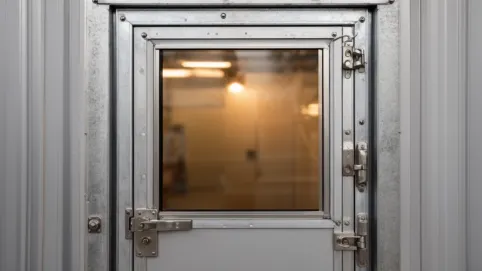 Drzwi zewnętrzne do kotłowni z szybą