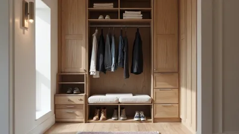 Garderoba do przedpokoju z szafą i siedziskiem