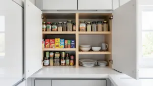 kuchnia z ukrytym wejściem do spiżarni