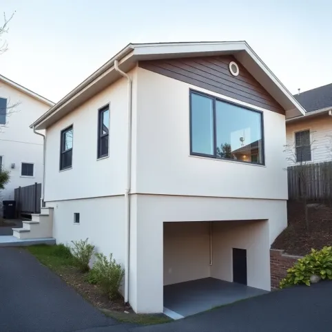 Mały dom z garażem w piwnicy