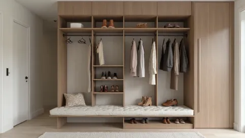 Nowoczesna garderoba z siedziskiem