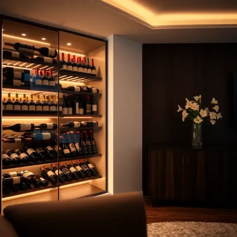 Piwniczka na wino w salonie