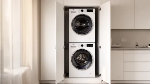 Pralka i suszarka w słupku w zabudowie