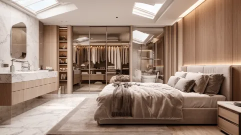 Projekt domu sypialnia z łazienką i garderobą