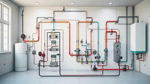 schemat kotłowni z pompą ciepła