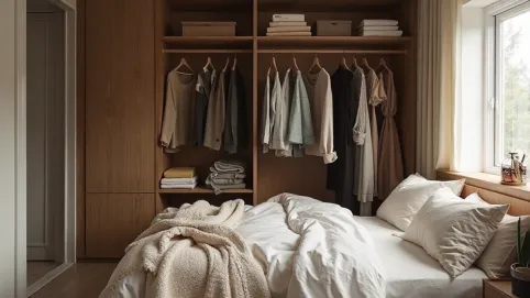 Wydzielona garderoba w sypialni