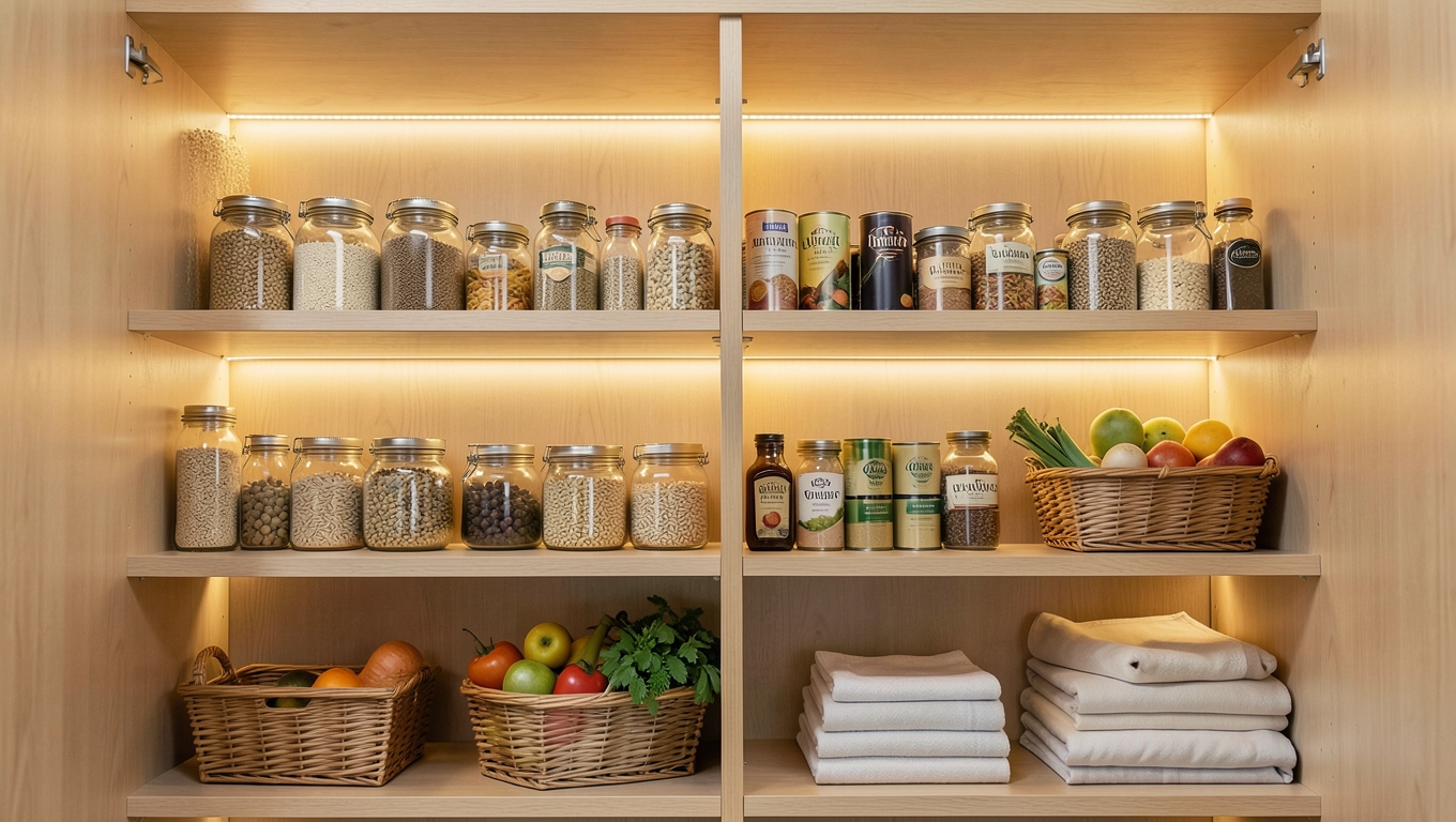 Spiżarnia kuchenna z oświetleniem LED