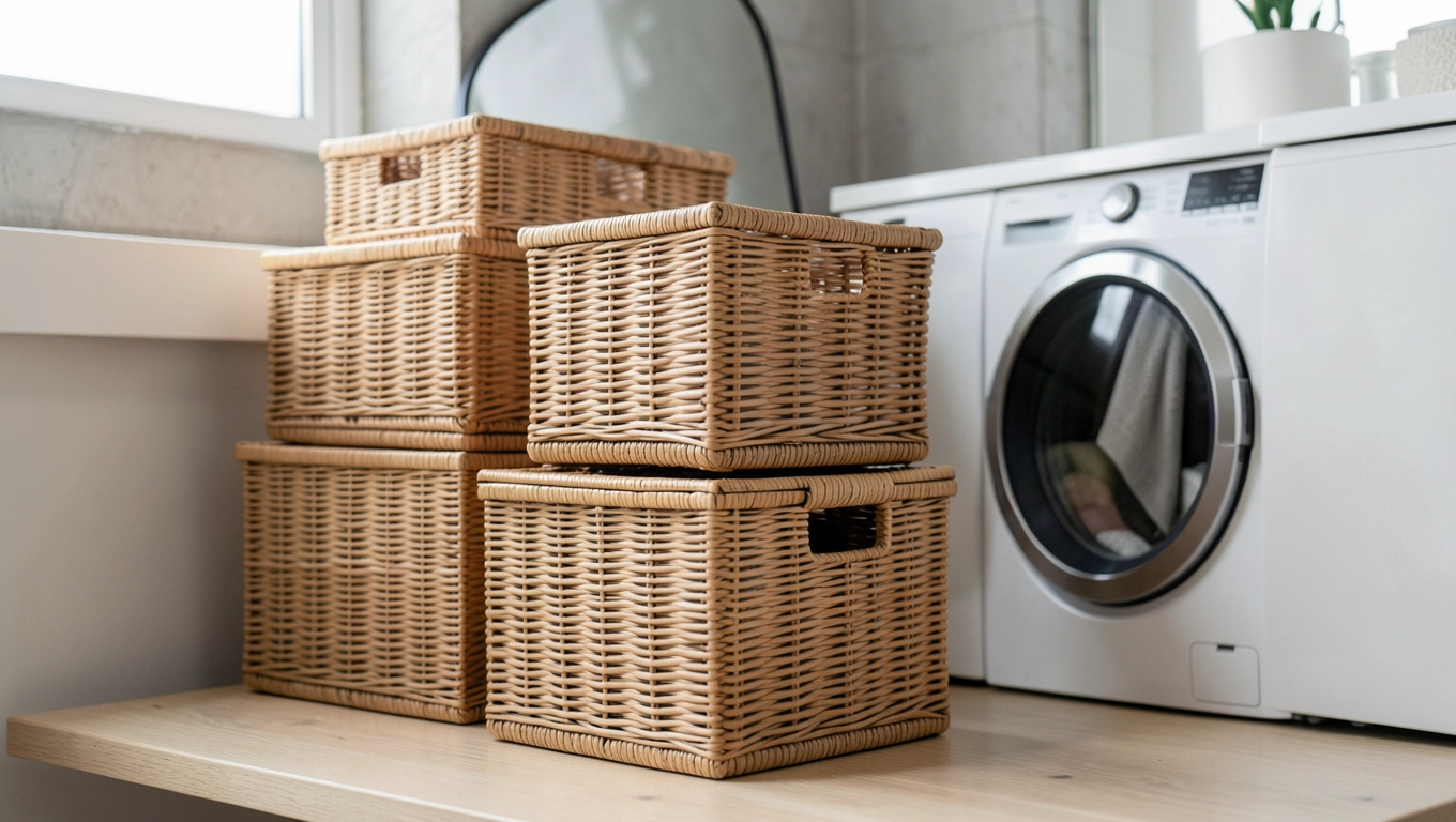 Stylowe pojemniki na pranie do wnętrz