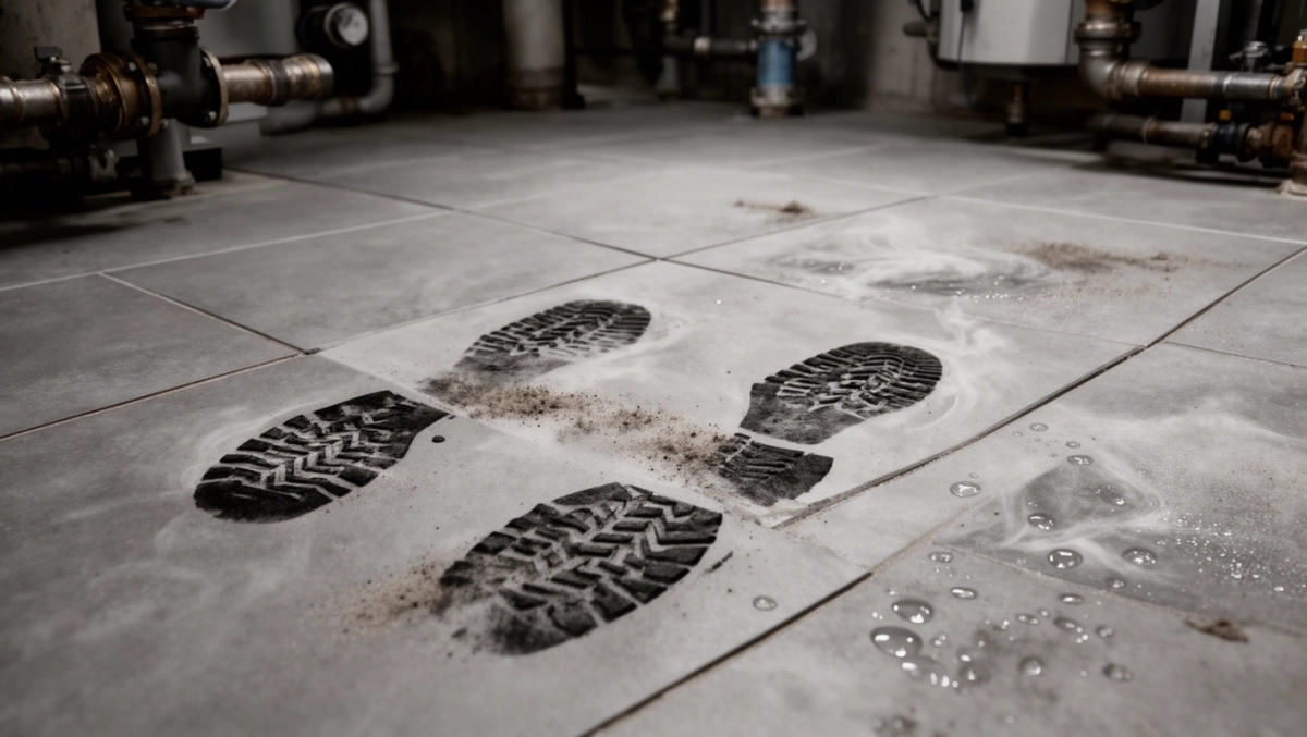 Szare płytki do kotłowni