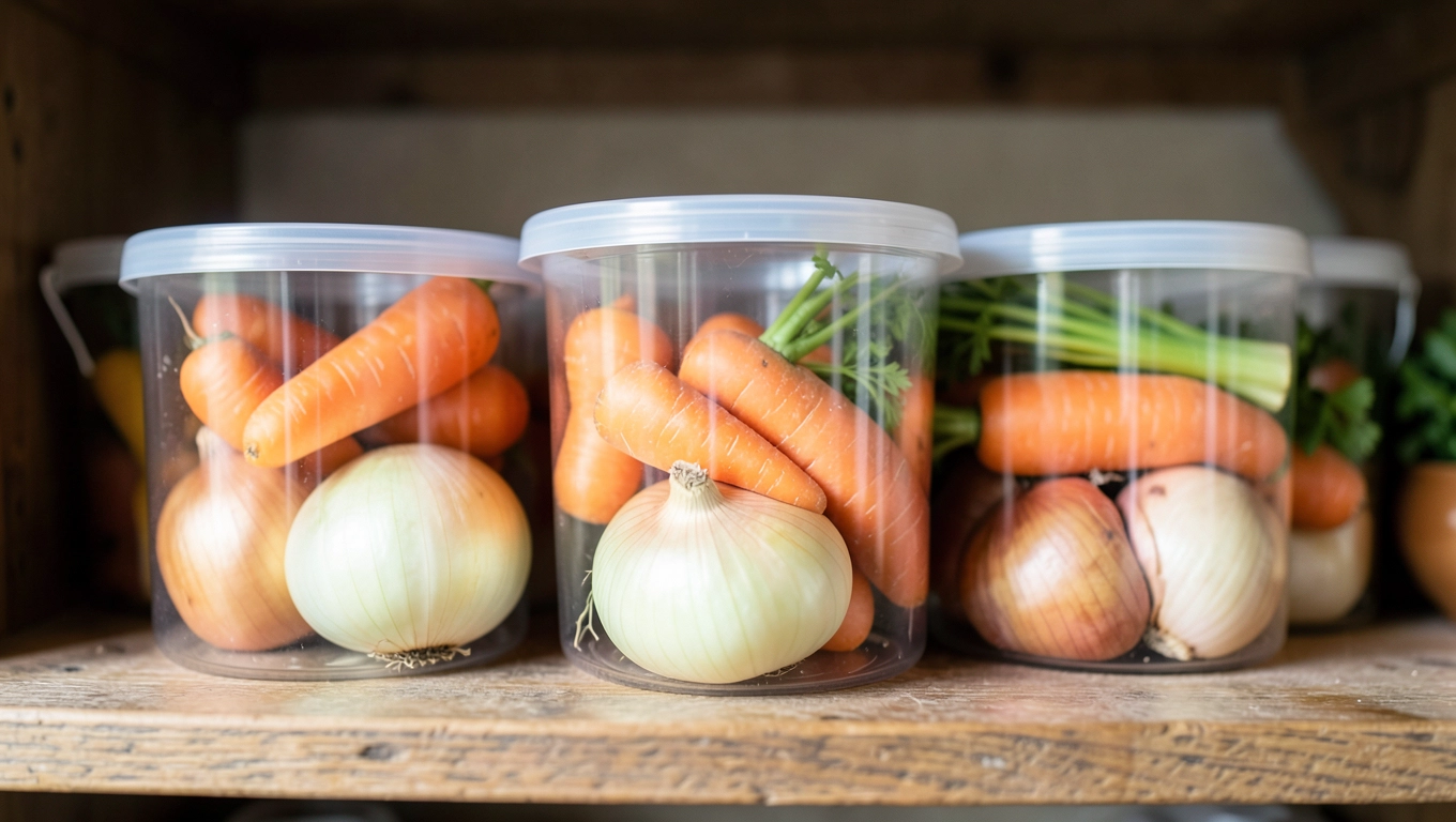szczelne pojemniki na cebulę i marchew