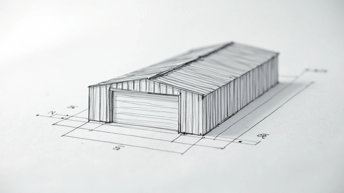 Szkic garażu blaszanego do zgłoszenia