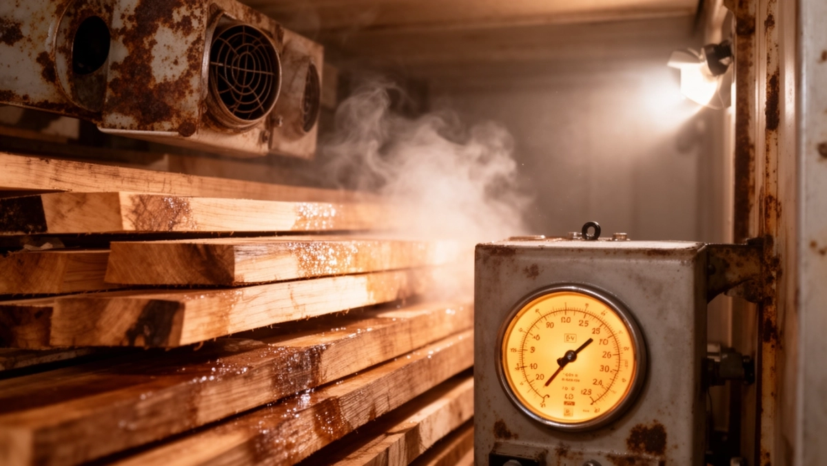 Temperatura w suszarni drewna