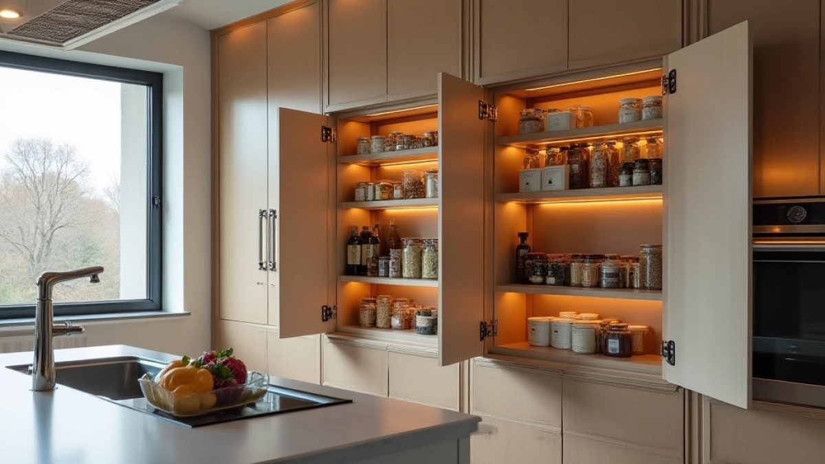 Ukryte drzwi do spiżarni w zabudowie