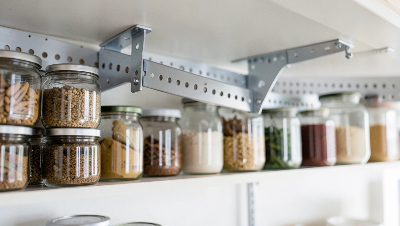 Wsporniki w systemie półek do spiżarni
