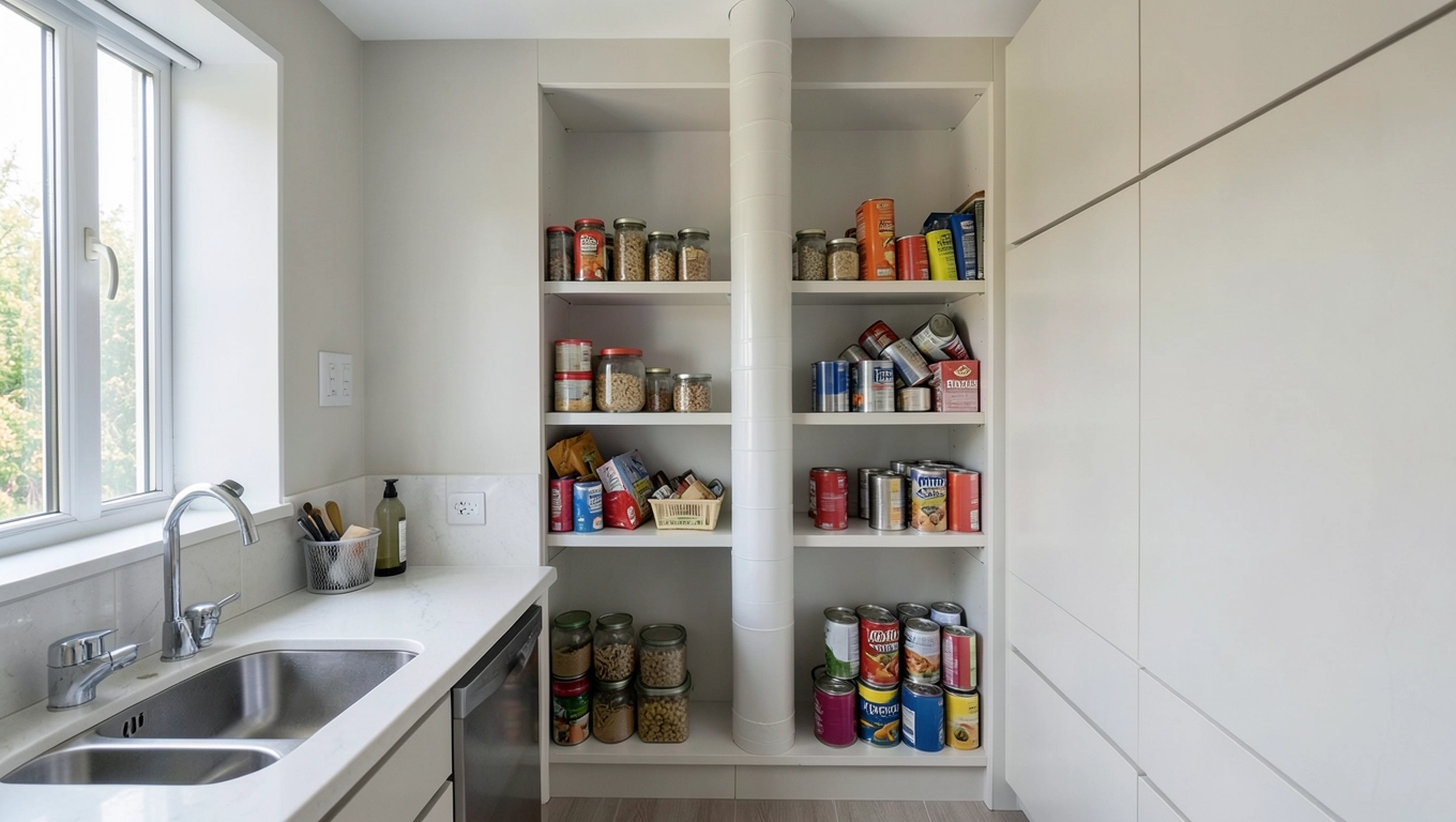 Wymiary spiżarni przy kuchni w małej kuchni