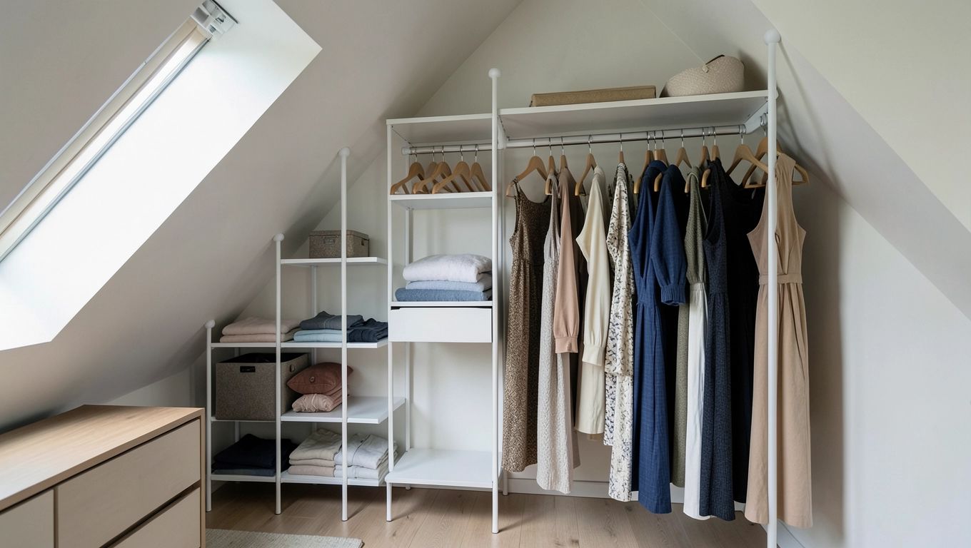 Wyposażenie garderoby pod skosami