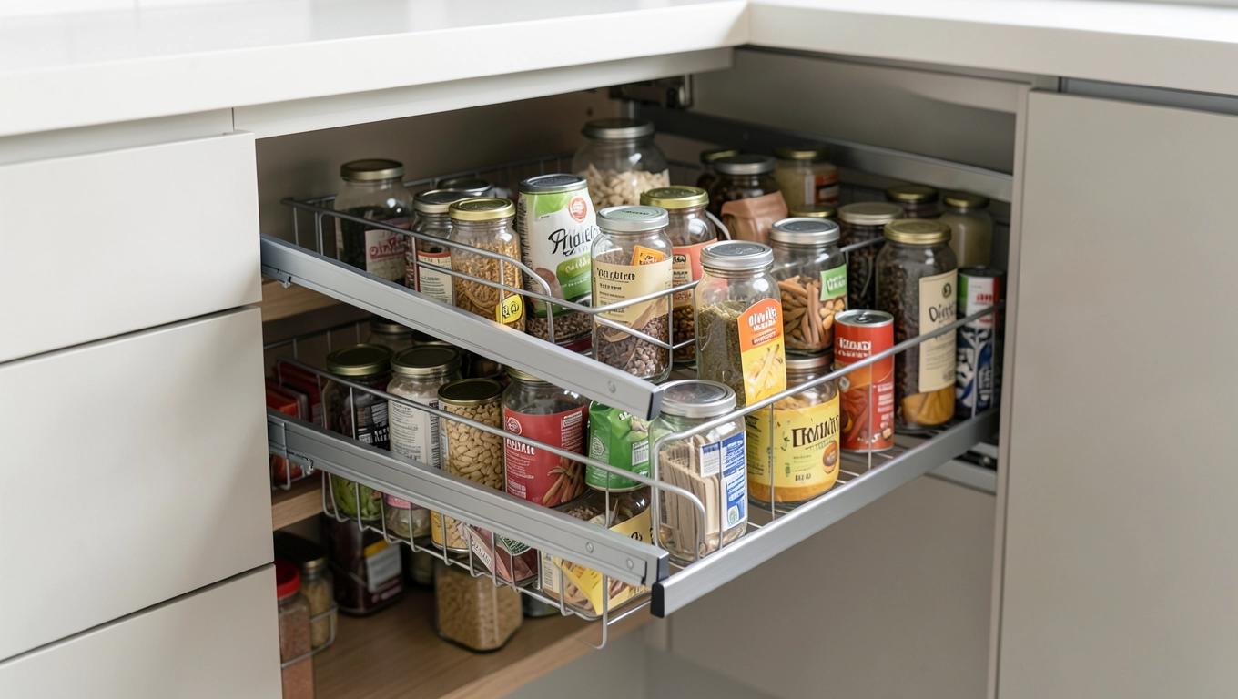 Wysuwane kosze cargo do spiżarni kuchennej