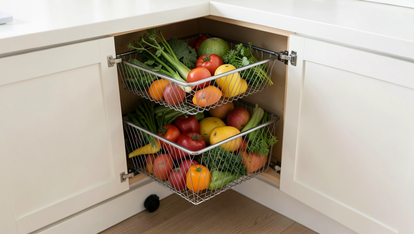 wysuwane kosze do spiżarni narożnej